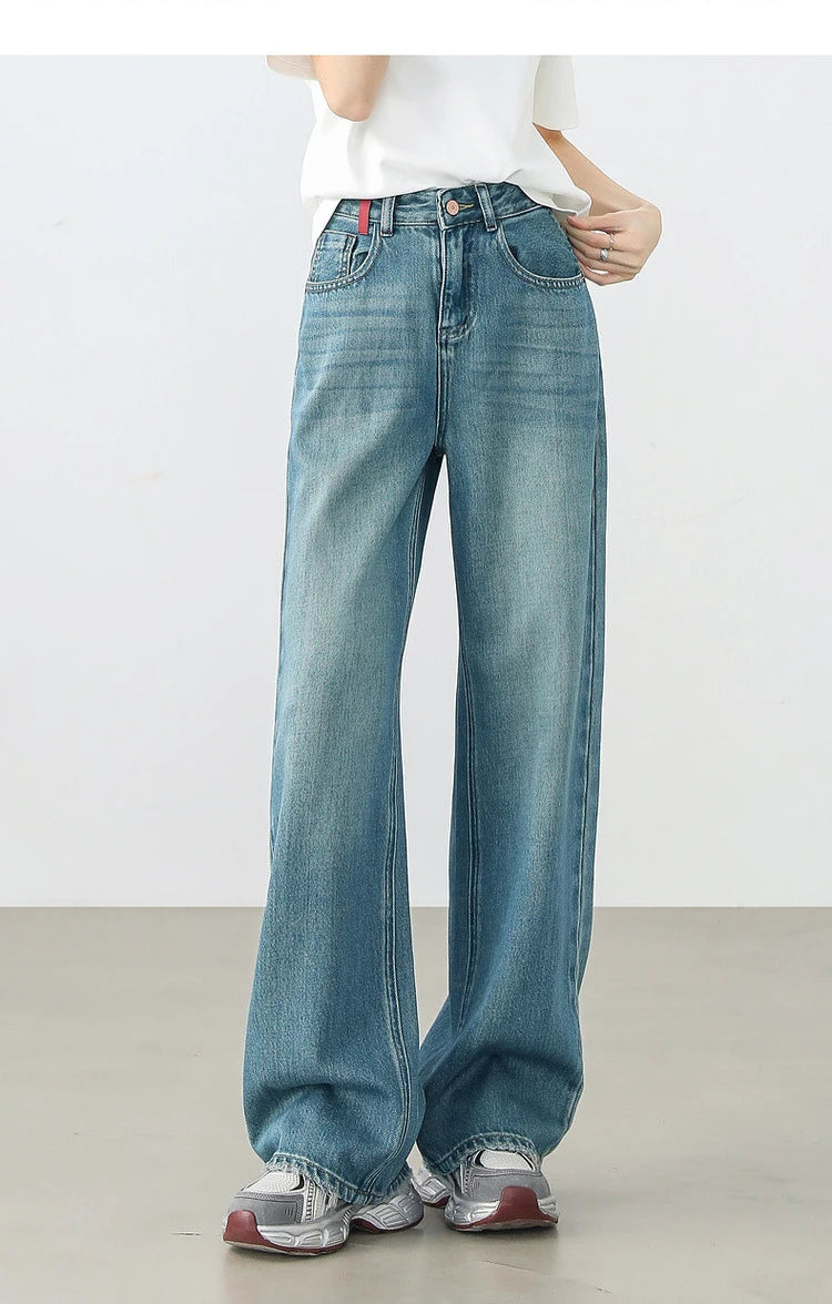 Calça jeans feminina reta com cintura alta Elira – Sentubila