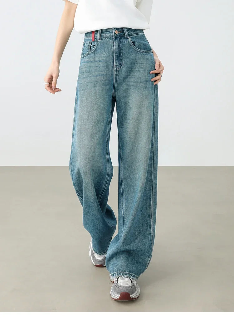 Calça jeans feminina reta com cintura alta Elira da marca Sentubila - AlmaChic