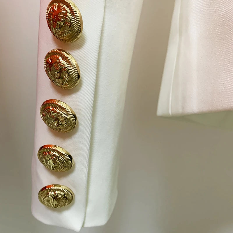 Blazer Feminino Majestic Gold – Alfaiataria com Botões Dourados - AlmaChic