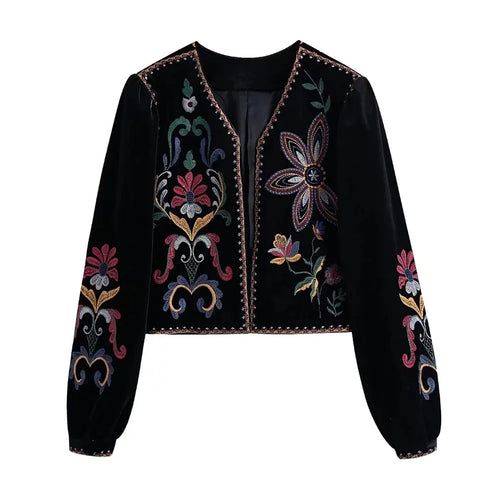 Xeseay jaqueta de inverno feminina 2022 casaco bordado manga longa outerwear o pescoço vintage ponto aberto casual veludo cintura casaco