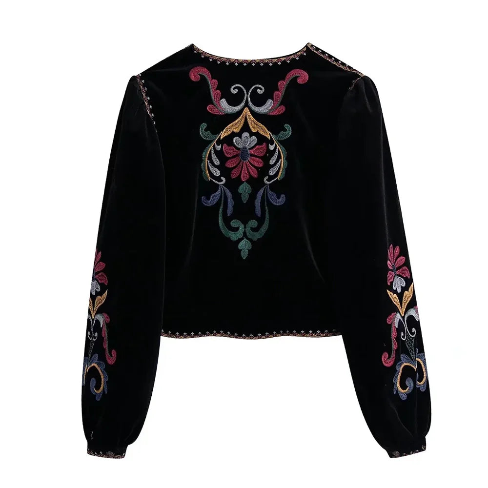 Xeseay jaqueta de inverno feminina 2022 casaco bordado manga longa outerwear o pescoço vintage ponto aberto casual veludo cintura casaco