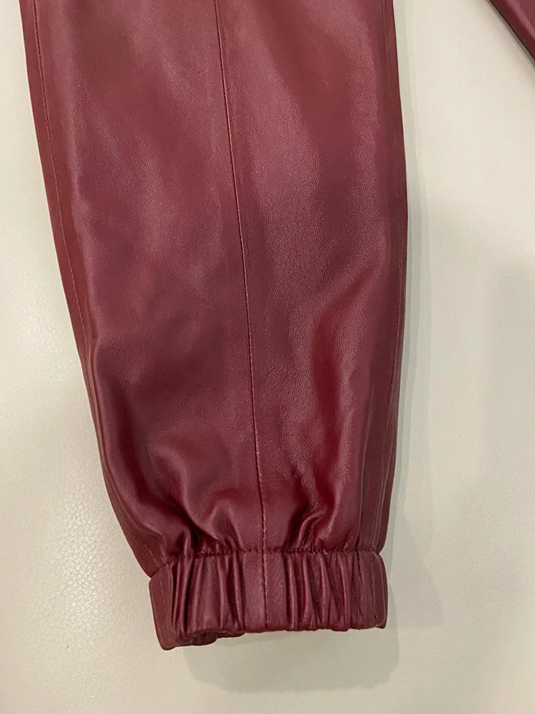 Calça de Couro Feminino Genuíno Harper - AlmaChic