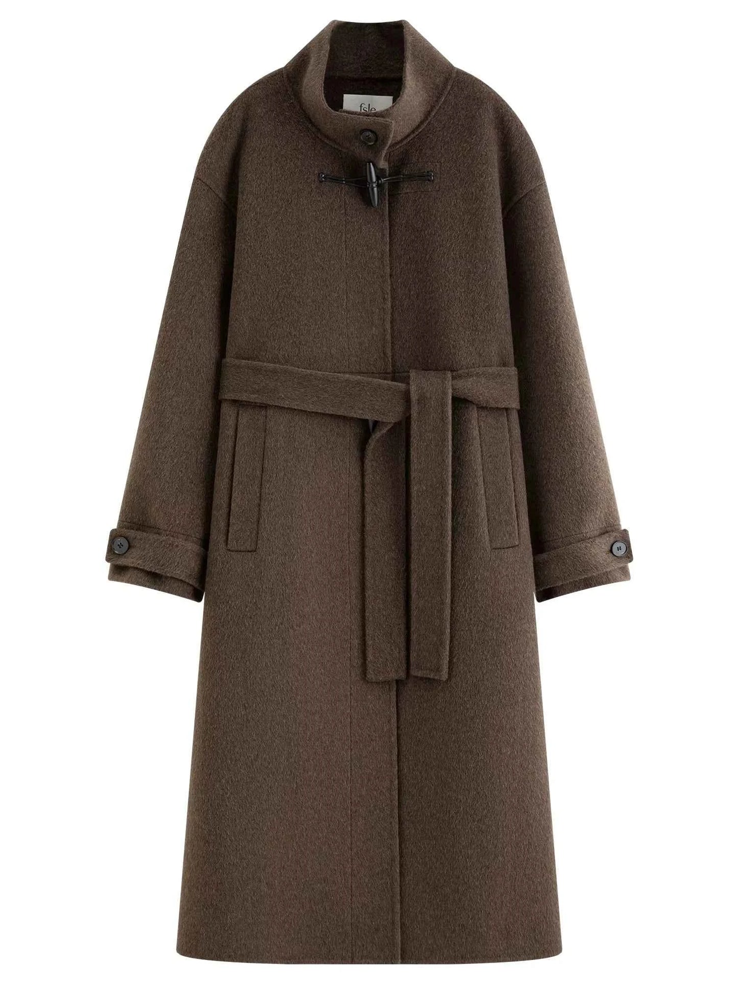 Casaco de Lã Longo Feminino Marrom Helena Windsor