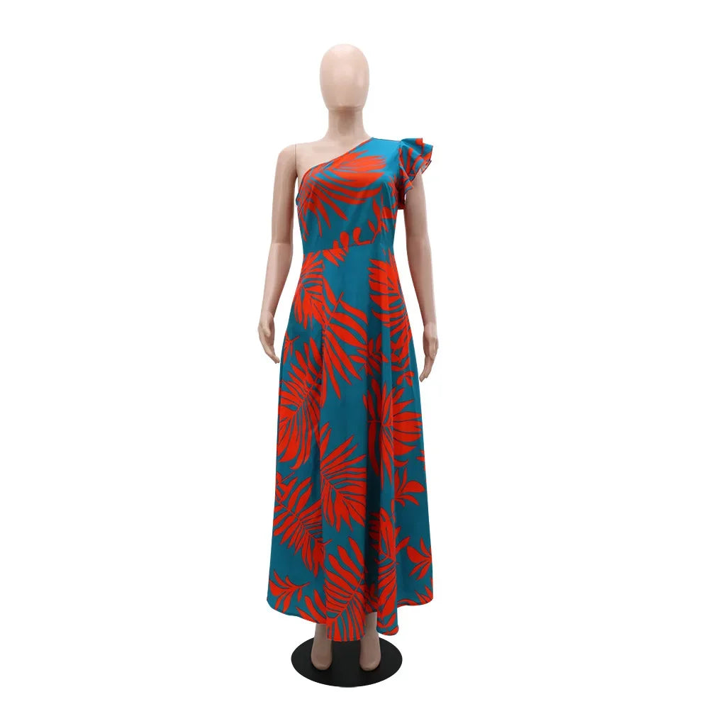 Elegante vestido longo feminino, fenda lateral alta sexy, ombro semi-off, vestido de noite para mulheres europeias e americanas