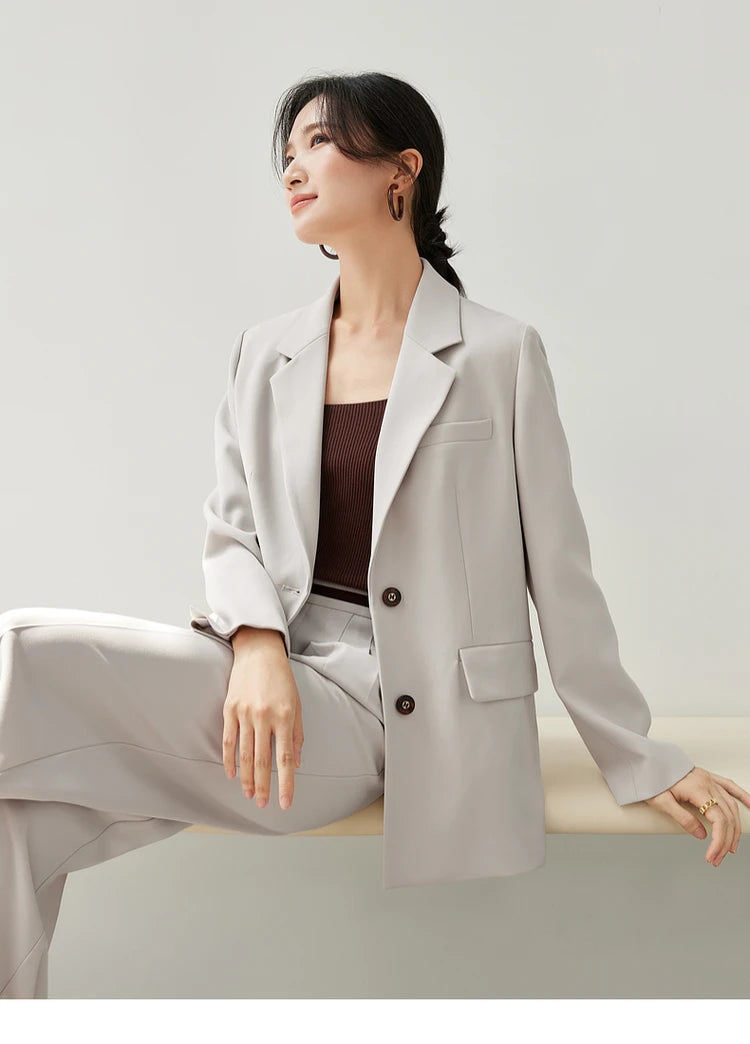 Sentubila textura solta casaco sob medida para mulher 2025 outono turn down collar escritório senhora trabalho negócios feminino blazer 143x56249