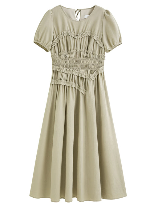 Fsle francês elegante estilo hepburn midi vestido para o sexo feminino 2025 verão nova chegada vestido fino roupas de temporada de férias 25fs12421