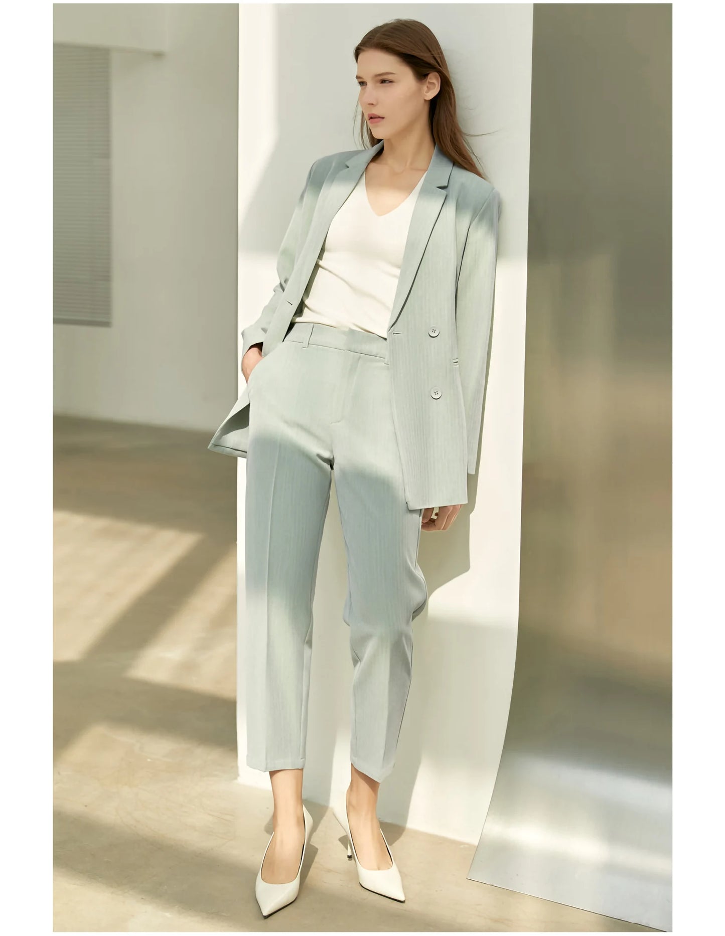Amii minimalismo primavera terno escritório senhora blazer conjunto feminino rendas vneck tanques de cintura alta calças femininas shorts outfits 12060909