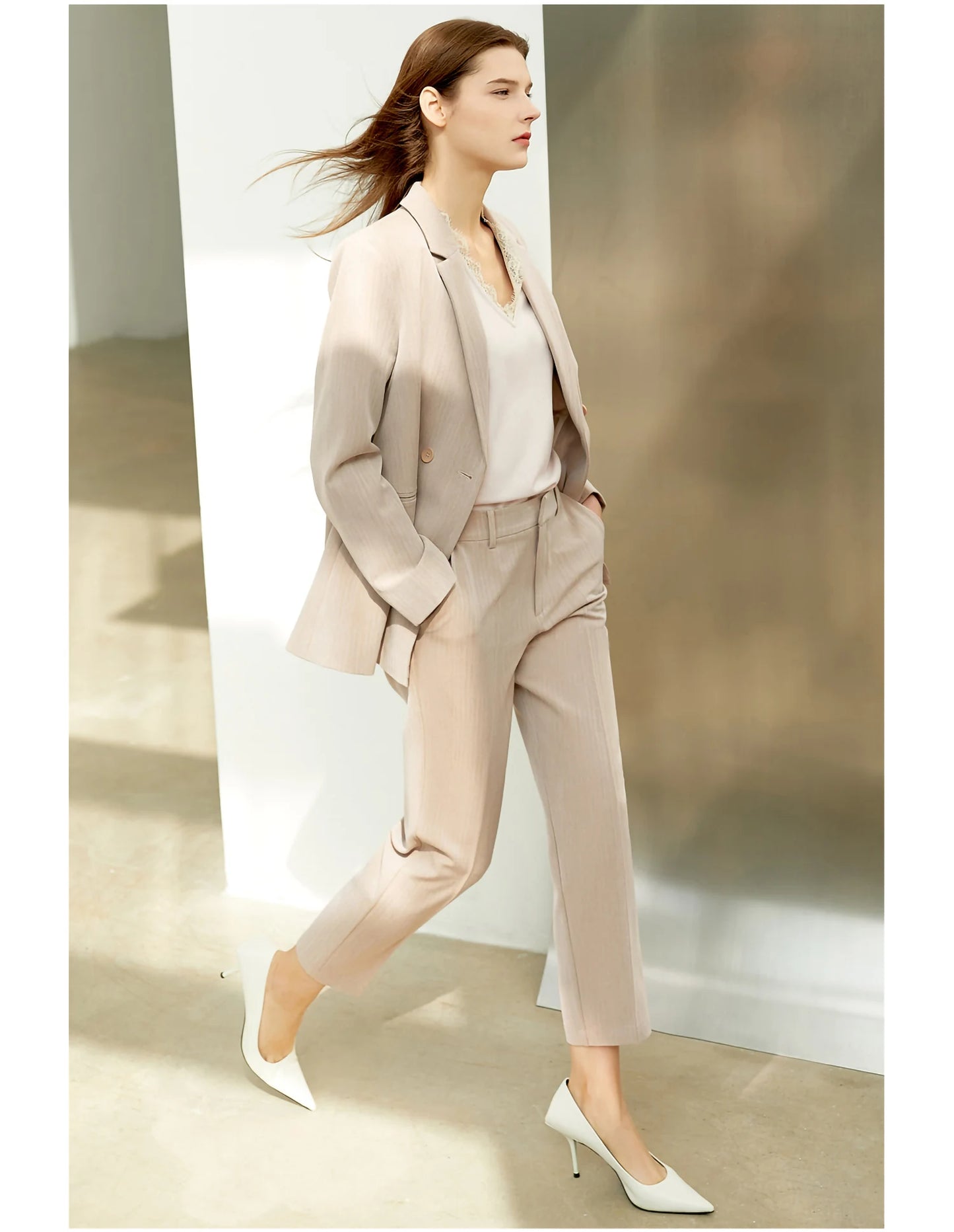 Amii minimalismo primavera terno escritório senhora blazer conjunto feminino rendas vneck tanques de cintura alta calças femininas shorts outfits 12060909
