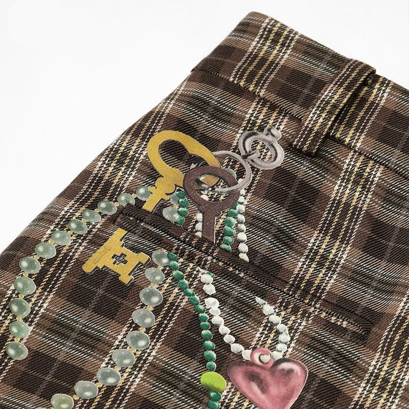 Calça Xadrez Feminina Mood – Wide Leg, Estilo Retrô e Conforto Moderno - AlmaChic