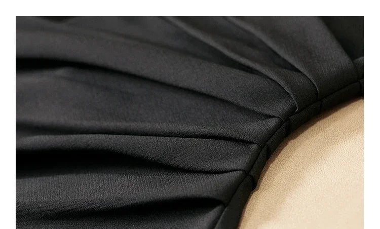 SENTUBILA, vestidos negros sexis para mujer, verano 2025, elegante vestido Midi con pliegues y tirantes finos con abertura para fiesta de noche con cuello en V 132L48917