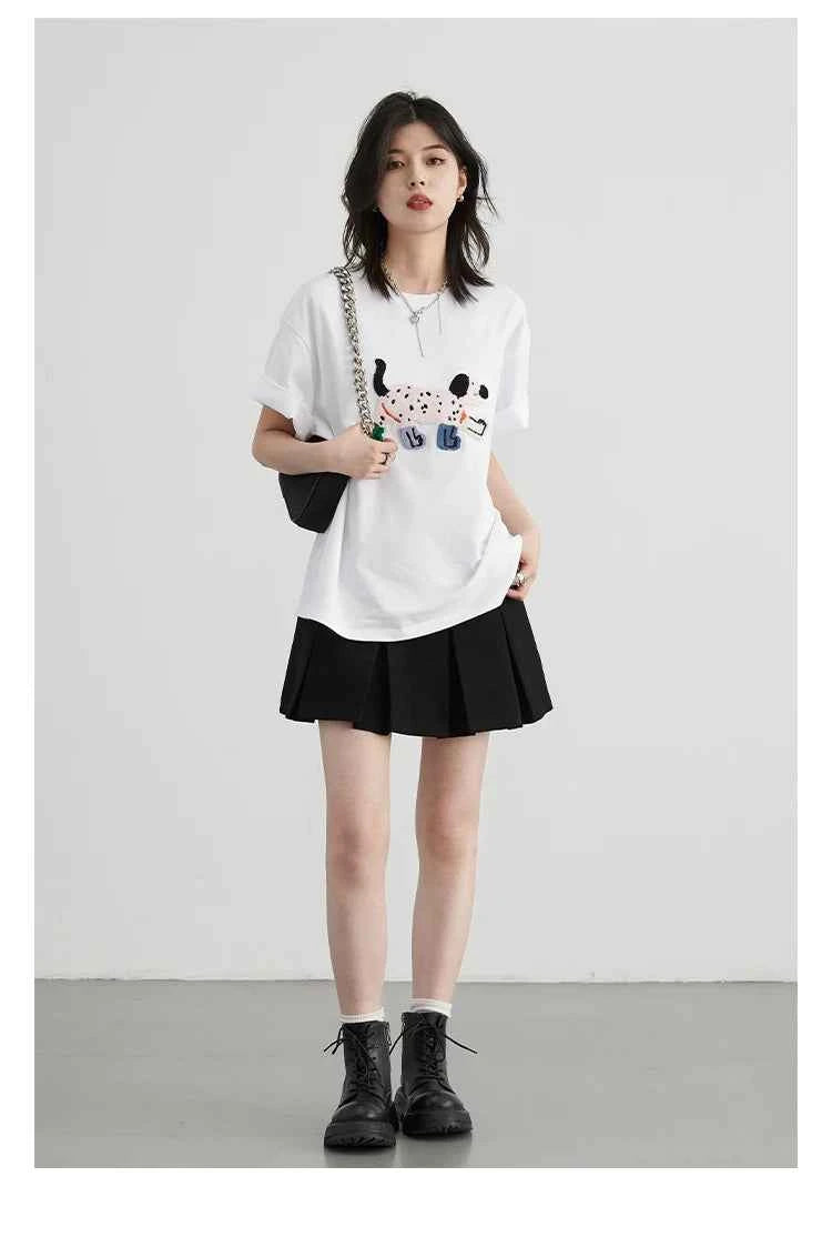 Camiseta Feminina Manga Curta Street Chic – Algodão Premium e Bordado Exclusivo - AlmaChic