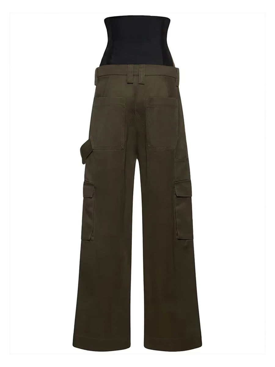 Calça Cargo Feminina Corset Army – Cintura Alta Estruturada - AlmaChic