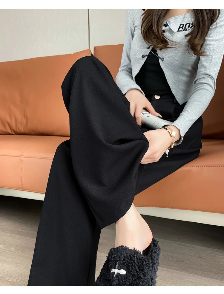 Calça Pantalona Cleo – Alfaiataria Feminina Cintura Alta Longa - AlmaChic