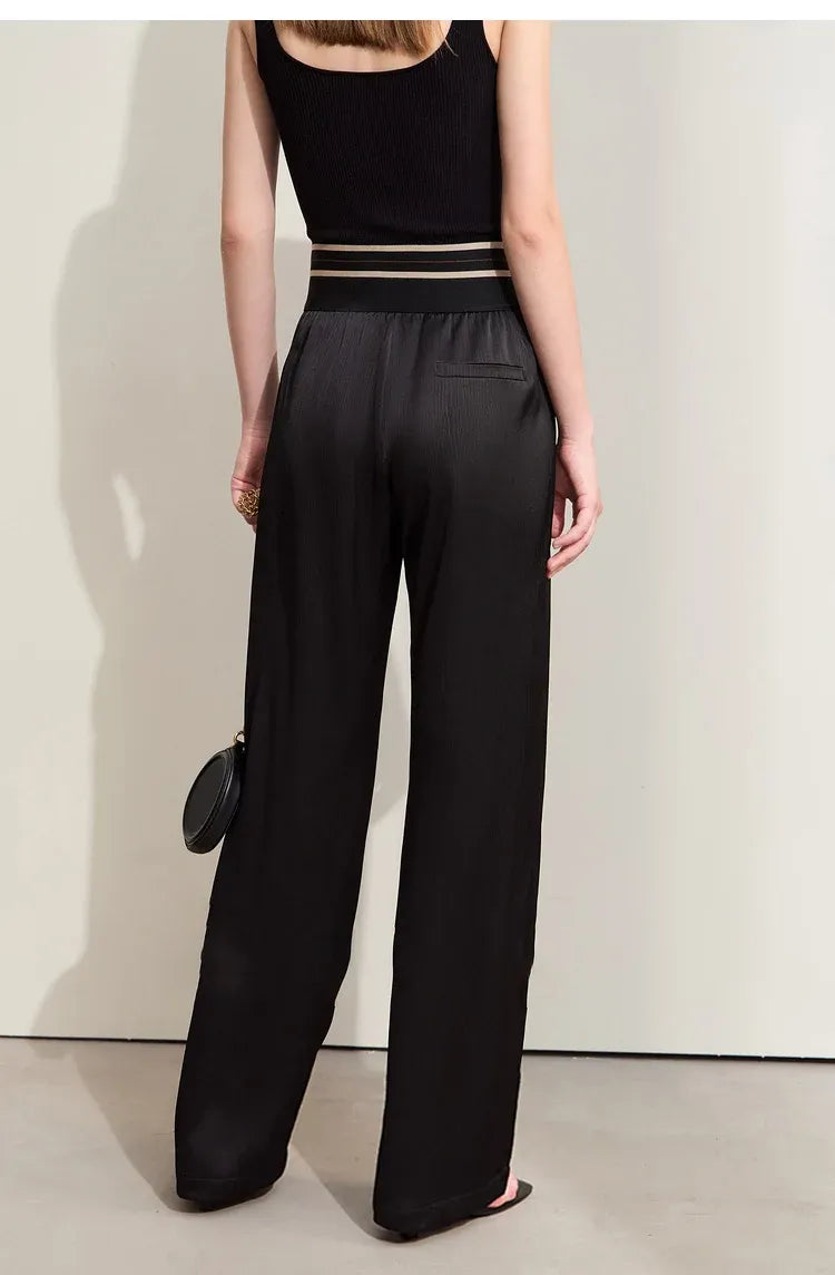 Calça Pantalona Feminina Cintura Alta Alfaiataria Summer Light - AlmaChic