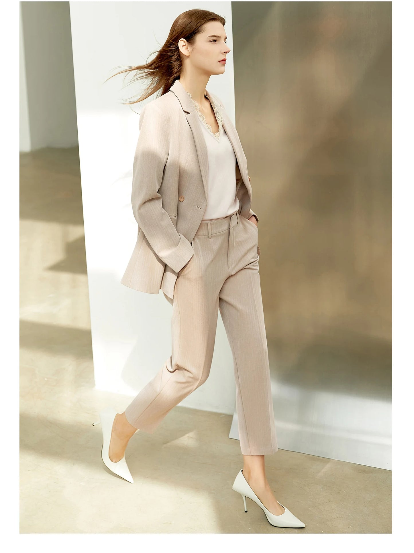 Amii minimalismo primavera terno escritório senhora blazer conjunto feminino rendas vneck tanques de cintura alta calças femininas shorts outfits 12060909
