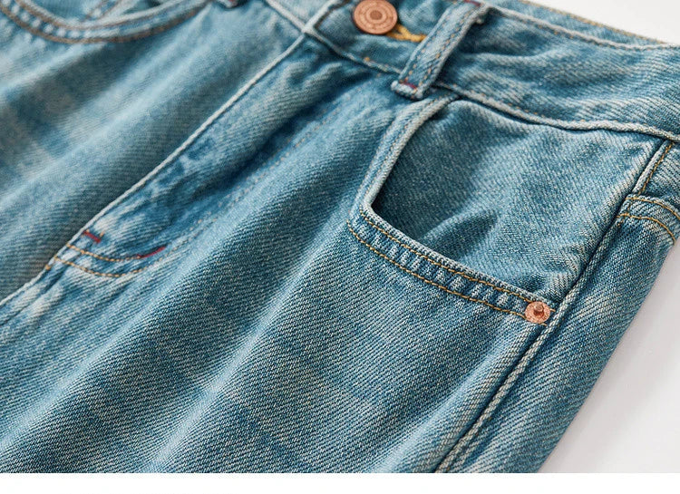 Sentubila calças jeans femininas de algodão 2025 primavera moda reta vintage denim cintura alta comprimento total bolsos calças w51n58827