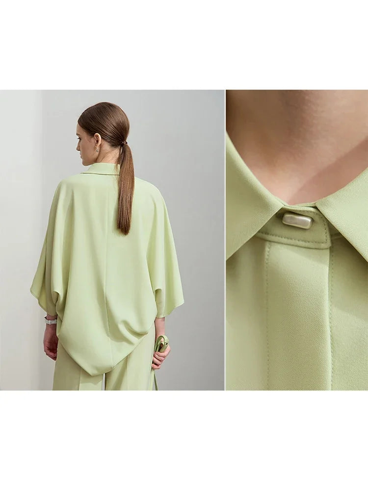 Camisa Manga Rotativa Elegância Minimalista - AlmaChic