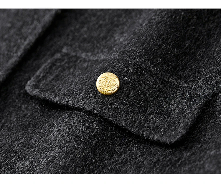Sentubila casaco de lã de luxo para mulheres 2024 inverno gola redonda reta único breasted roupas femininas de alta qualidade w44o56591
