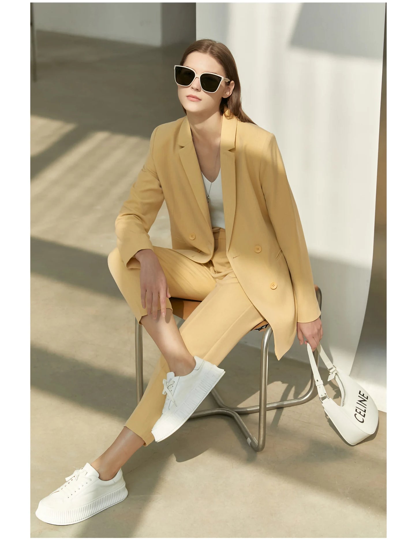 Amii minimalismo primavera terno escritório senhora blazer conjunto feminino rendas vneck tanques de cintura alta calças femininas shorts outfits 12060909