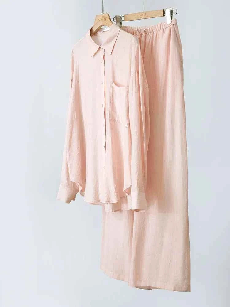 Calça Pantalona Feminina Liniar Drape ( Rosa e Caqui ) - AlmaChic