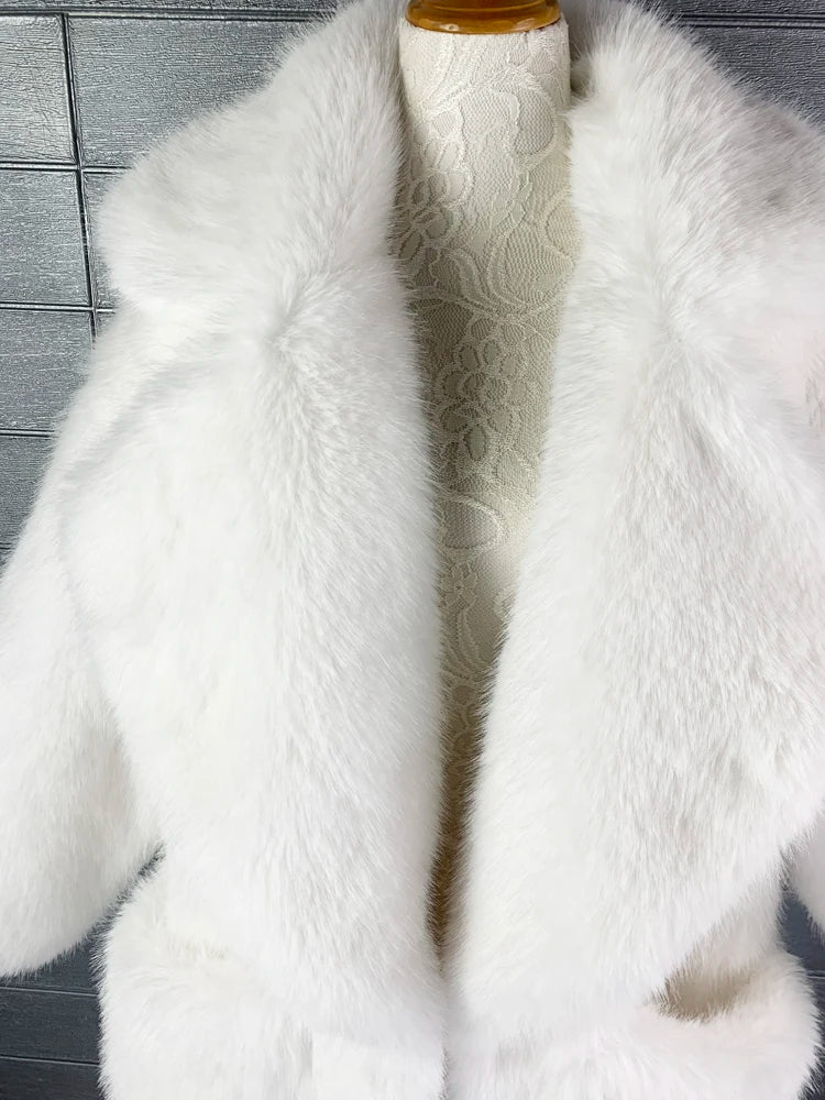 Lautaro inverno longo oversized rosa grosso quente macio desgrenhado fofo casaco de pele do falso feminino bolsos lapela solto doce bonito moda 2022