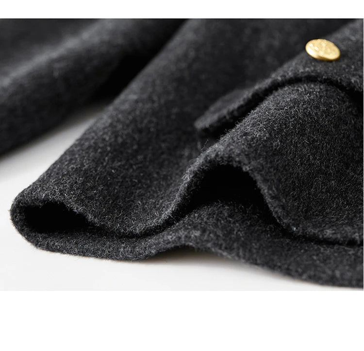 Sentubila casaco de lã de luxo para mulheres 2024 inverno gola redonda reta único breasted roupas femininas de alta qualidade w44o56591