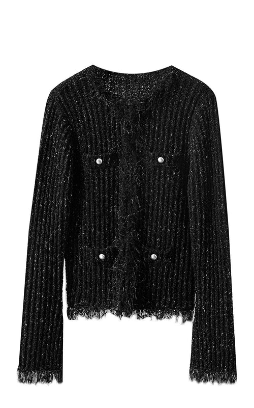 Amii minimalista borla frente ombro manga longa cardigan feminino 2025 primavera novo commuter emenda curto topo reto 12551057