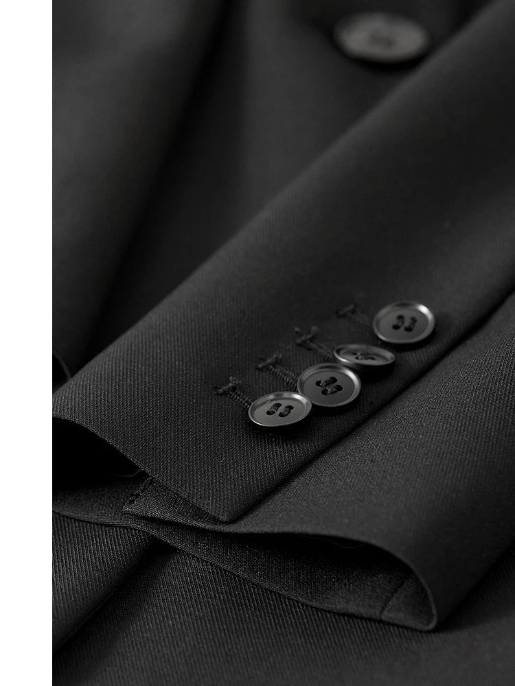 Sentubila mulher 3 peça conjunto roupas 2025 outono moda escritório wear preto colete blazer jaquetas perna larga calça conjunto 141z53019