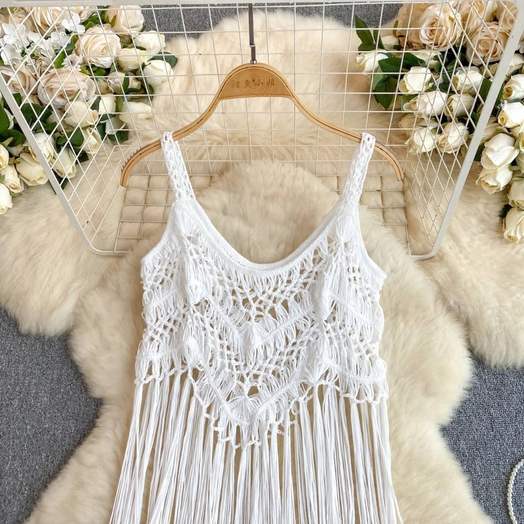 Saída de Praia Vestido de Crochê Branco – Lily
