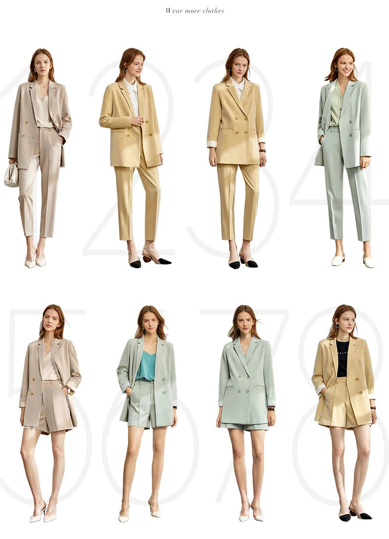 Amii minimalismo primavera terno escritório senhora blazer conjunto feminino rendas vneck tanques de cintura alta calças femininas shorts outfits 12060909