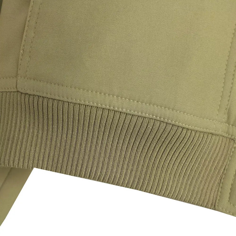 Trza moda feminina com bolsos jaqueta bomber casacos vintage manga longa botão frontal casual feminino outerwear chiques topos