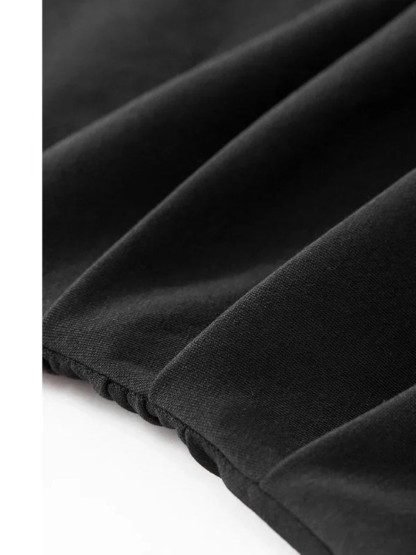 SENTUBILA, vestidos negros de verano 2025, vestido largo ajustado fruncido de manga corta de punto de algodón elegante para fiesta para mujer, ropa 142L54013