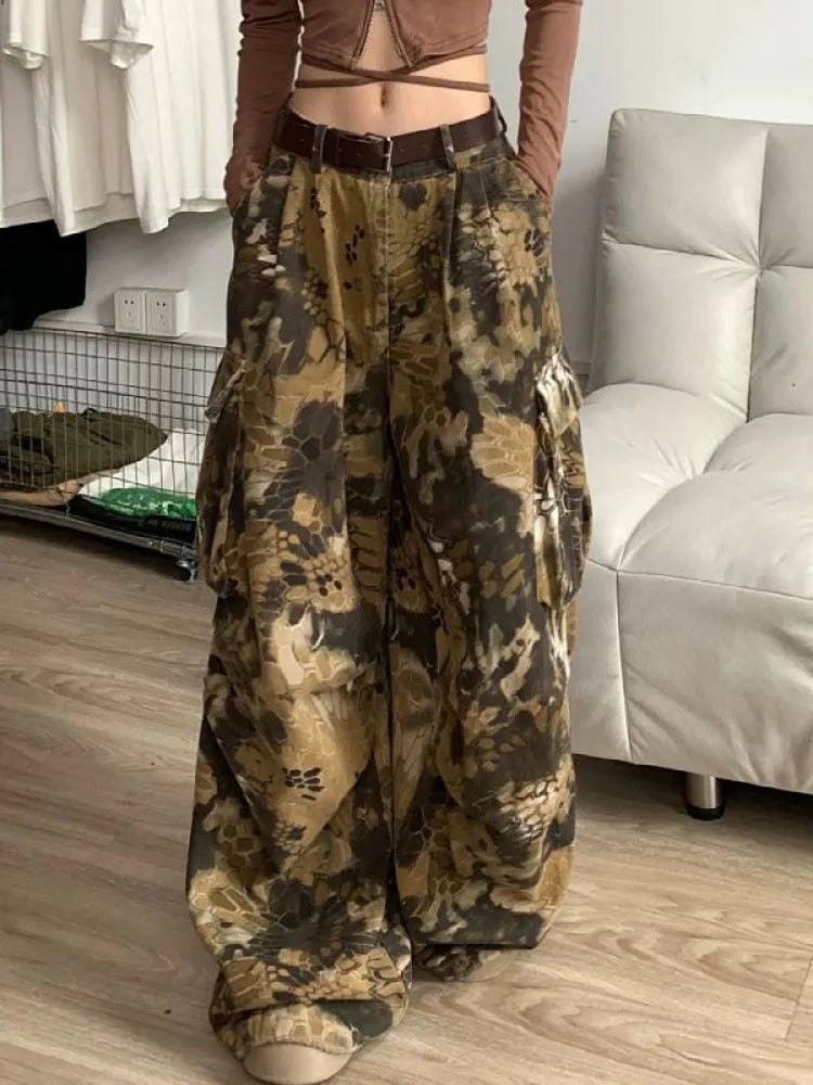 Calça Cargo Feminina Vintage – Cintura Alta, Estilo Streetwear com Bolsos Funcionais - AlmaChic