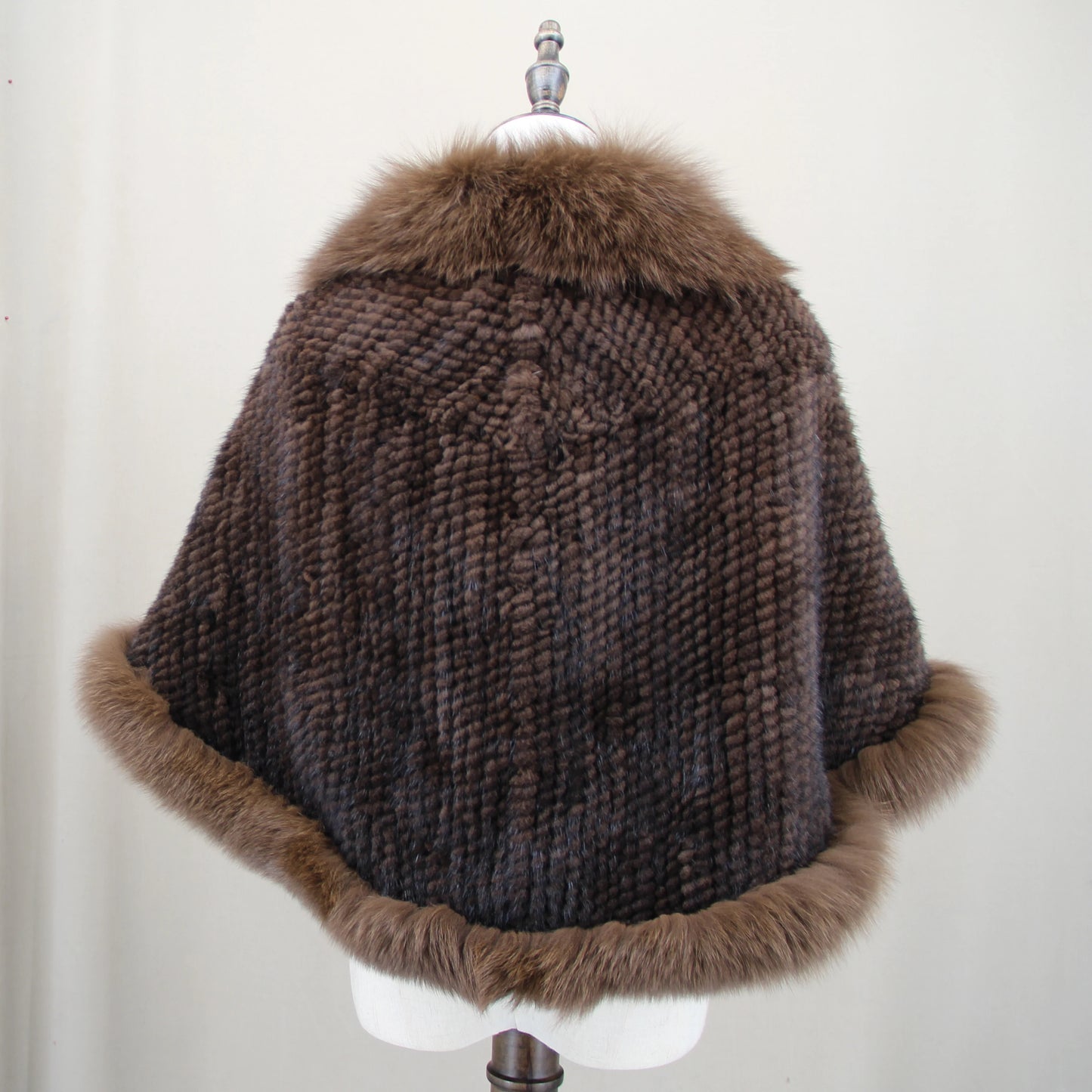 Xale de tricô de pele de vison real com gola de corte de pele de raposa, estola de capa frontal, xale branco coreano peludo luxuoso, inverno