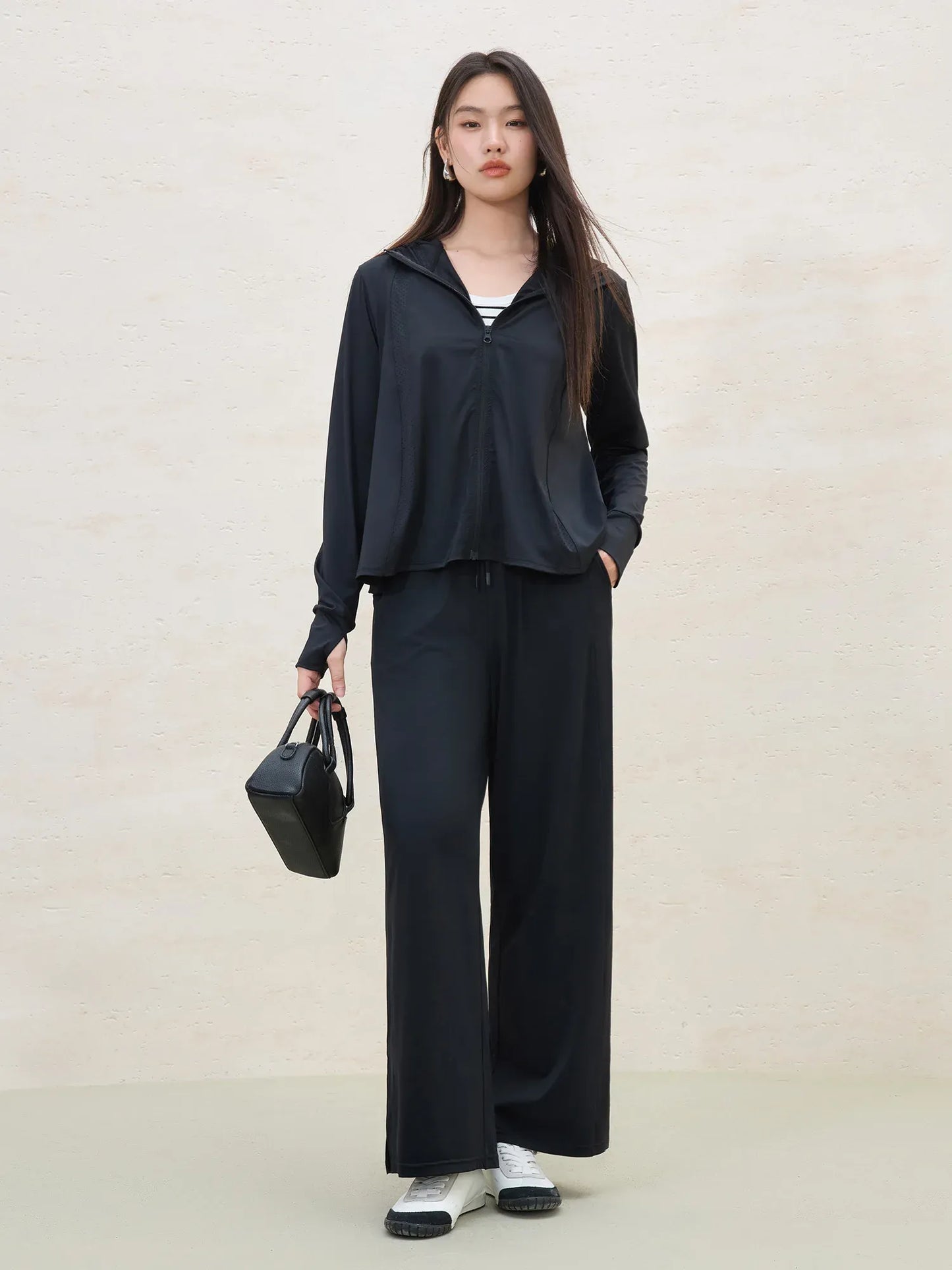 Calça Wide Leg Feminina Horizon com Proteção UV UPF50+ Preta