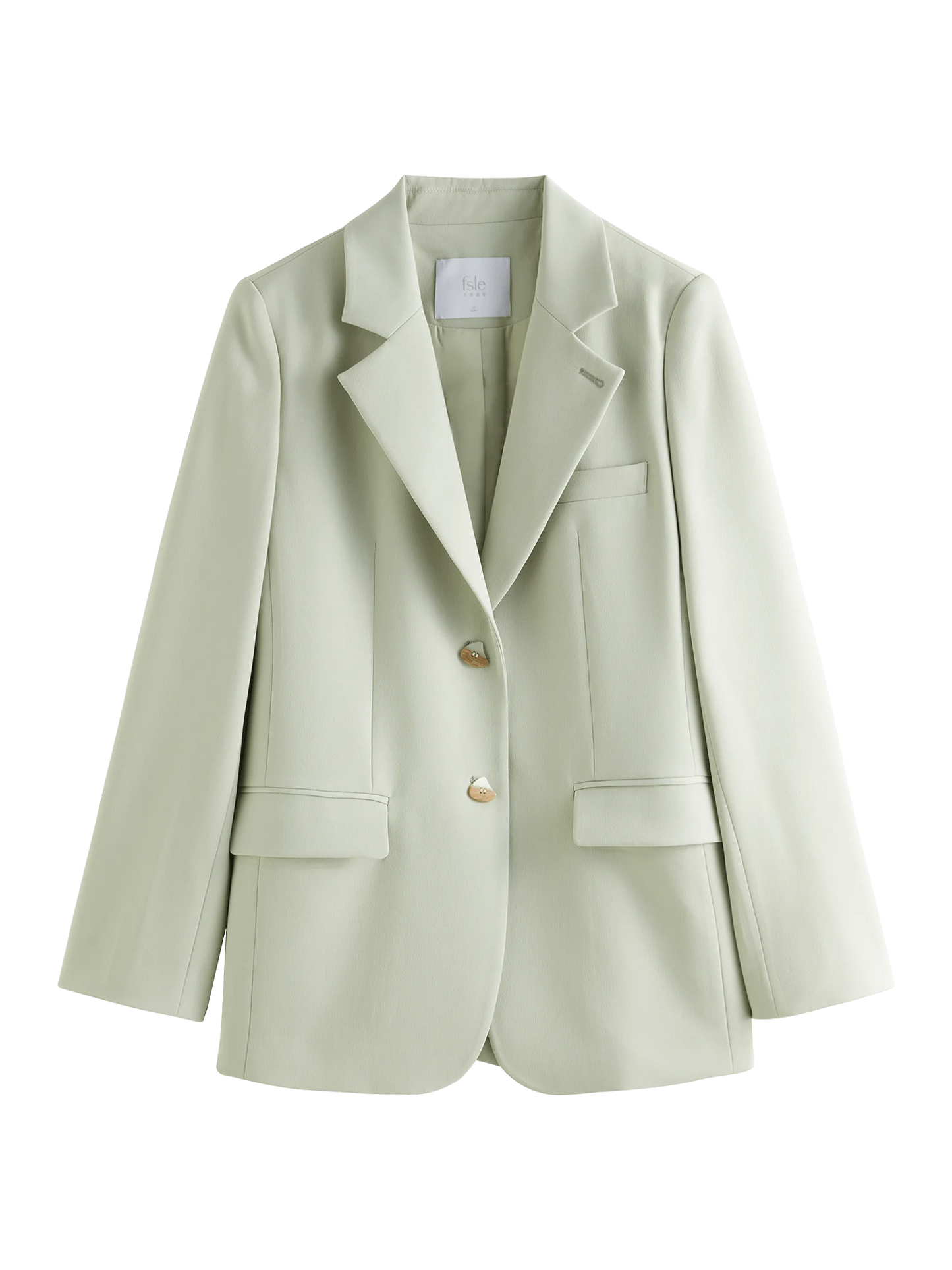 Fsle versátil estilo elegante blazer jaqueta para mulher 2025 nova chegada design exclusivo escritório solto topo verde chique casaco 25fs11075