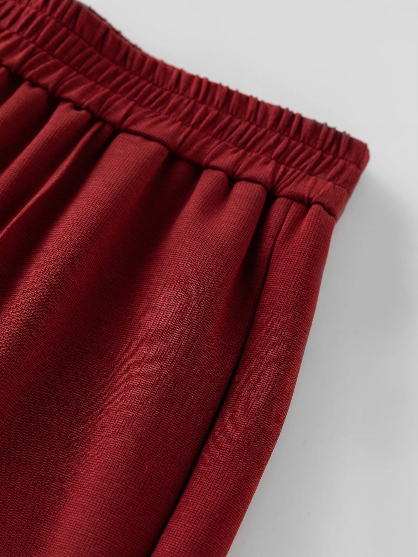 Dushu mulheres calça vermelha casual esporte estilo feminino outono grosso calças compridas bege cintura elástica calças retas para mulher 24ds83048