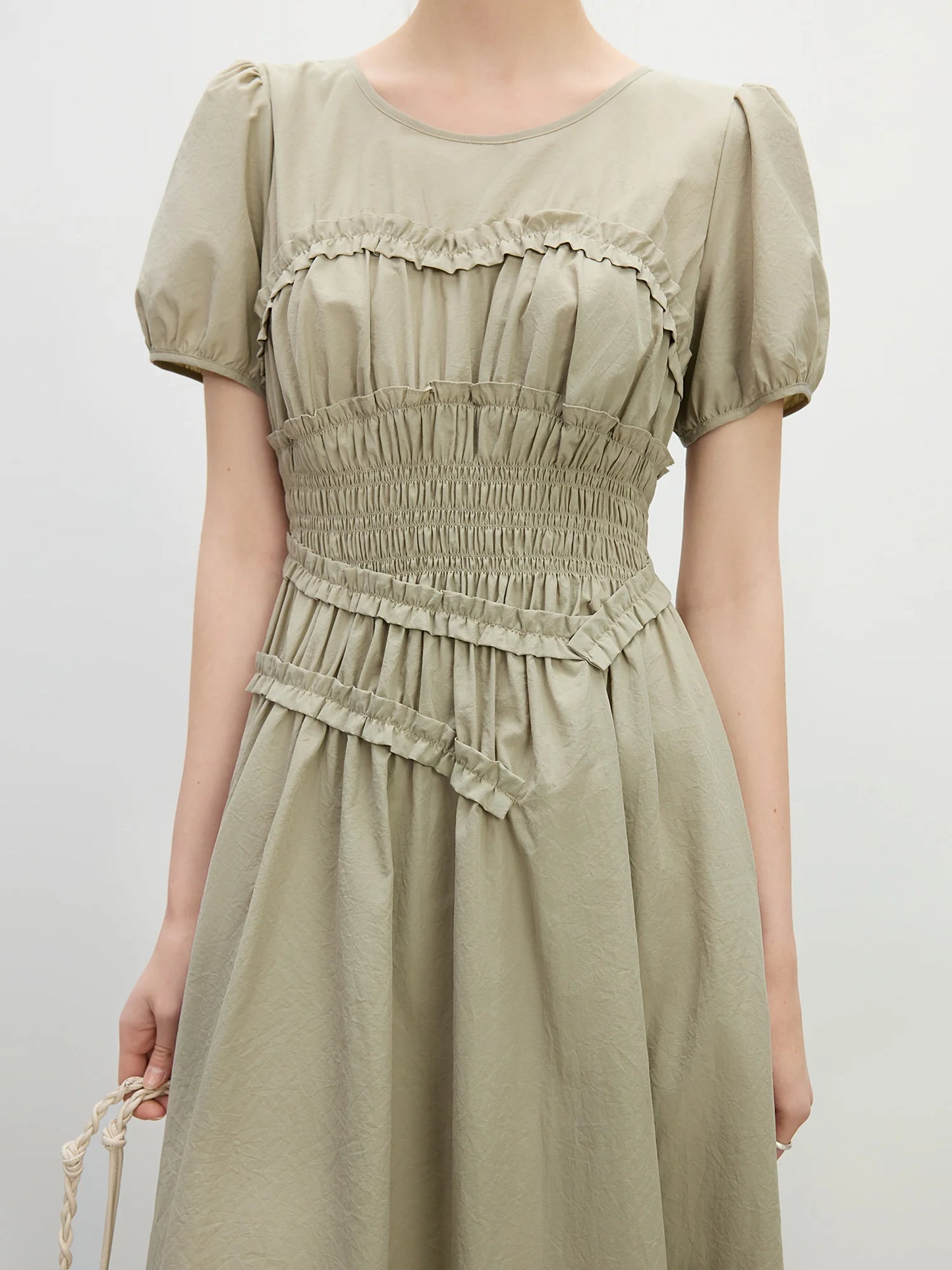 Fsle francês elegante estilo hepburn midi vestido para o sexo feminino 2025 verão nova chegada vestido fino roupas de temporada de férias 25fs12421