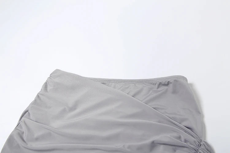 Estranho gato irregular ruched 2 peça conjunto feminino verão regatas + saias de fita lateral estiramento combinando casual simples roupas de rua