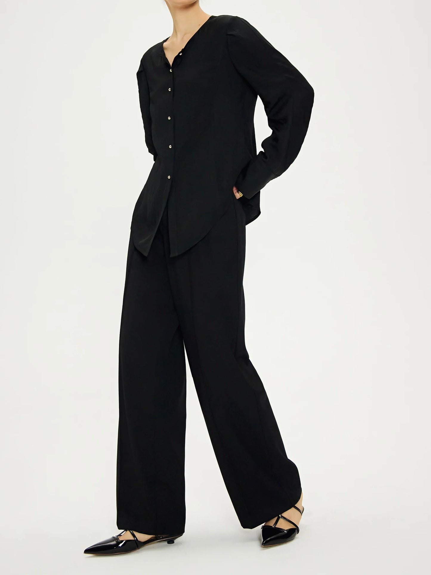 Calça Wide Leg Feminina Lady Wool Preta - AlmaChic