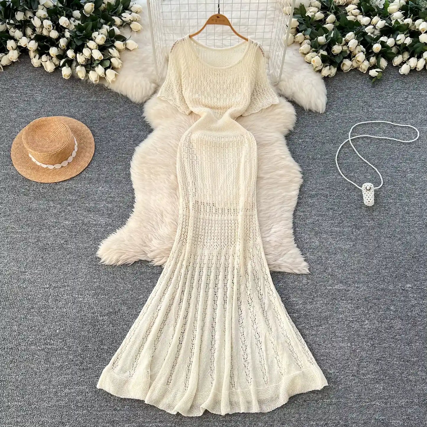 Saída de Praia Longa Tricot Rendado – Maelle