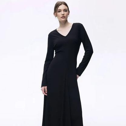 Vestido Midi Tricot Feminino Decote V Conforto Elegante Sophie