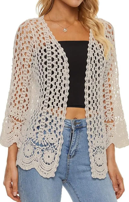 Cardigan Feminino Crochê Floral Aurélia