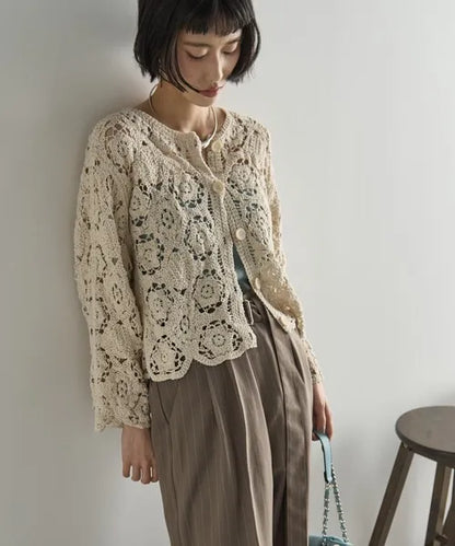 Cardigan de Crochê Rendado Lia Bohème – Leve, Versátil & Atemporal