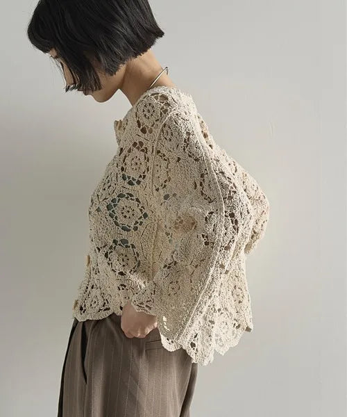 Cardigan de Crochê Rendado Lia Bohème – Leve, Versátil & Atemporal