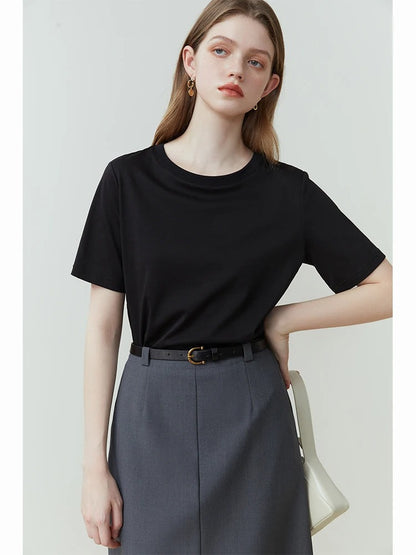 Camiseta Feminina 100% Algodão Élise Pur Blanc — Elegância Minimalista & Conforto Absoluto