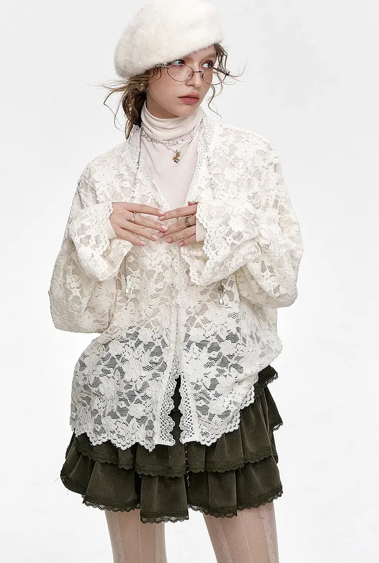 Blusa de Renda Feminina Elegância Suave Claire