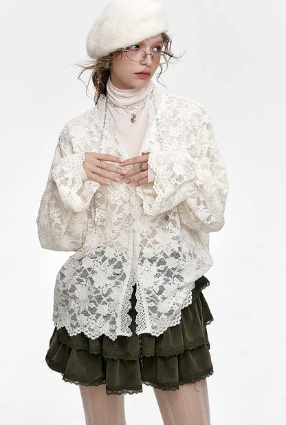 Blusa de Renda Feminina Elegância Suave Claire