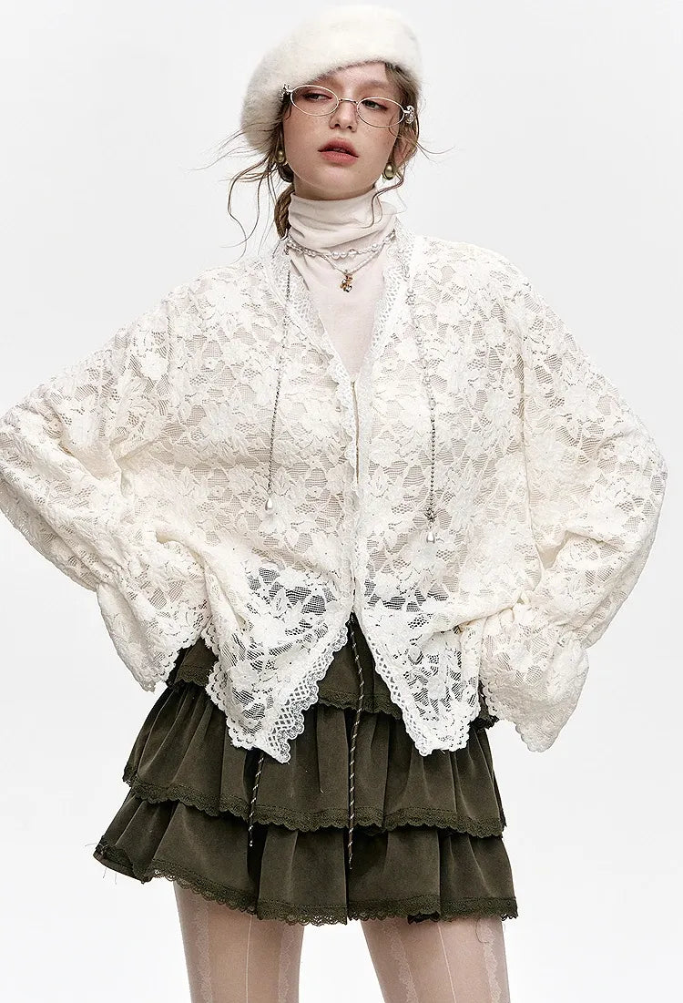 Blusa de Renda Feminina Elegância Suave Claire