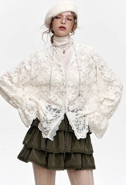 Blusa de Renda Feminina Elegância Suave Claire